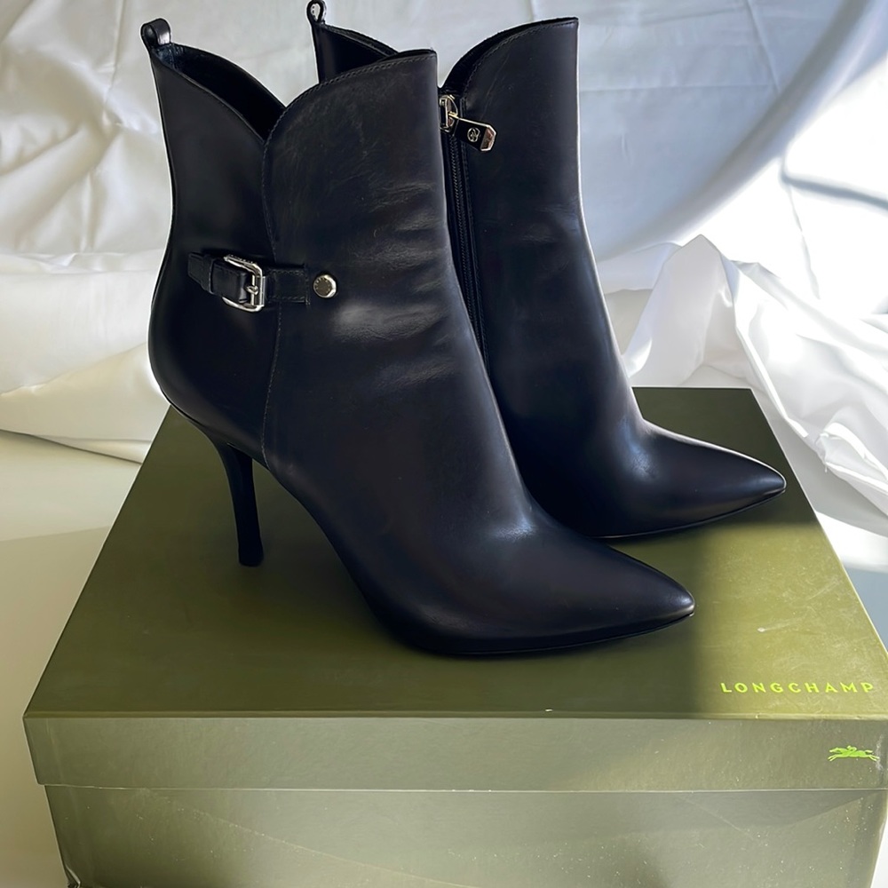 LONGCHAMPS BOOTS BALZANE BLACK HI- Heeled BOOTIE SIZE 39